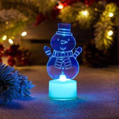 Фотография товара 'Neon-night Фигура светодиодная на подставке Снеговик с шарфом 2D, RGB 501-053'