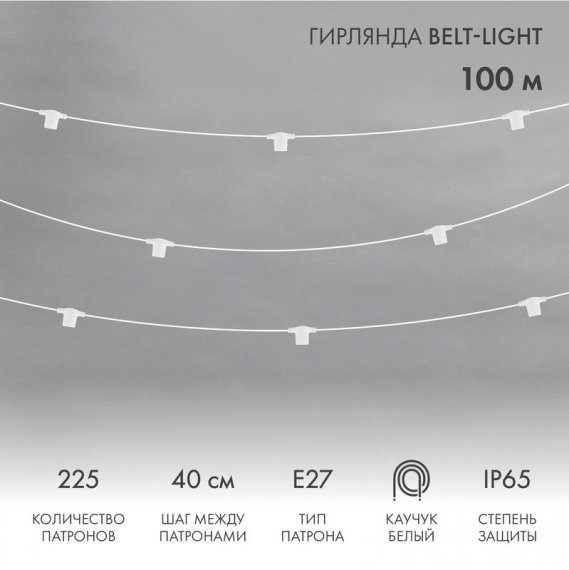 Фотография товара 'Neon-Night 331-232 Гирлянда Belt-Light 2 жилы, 100м, шаг 40см'